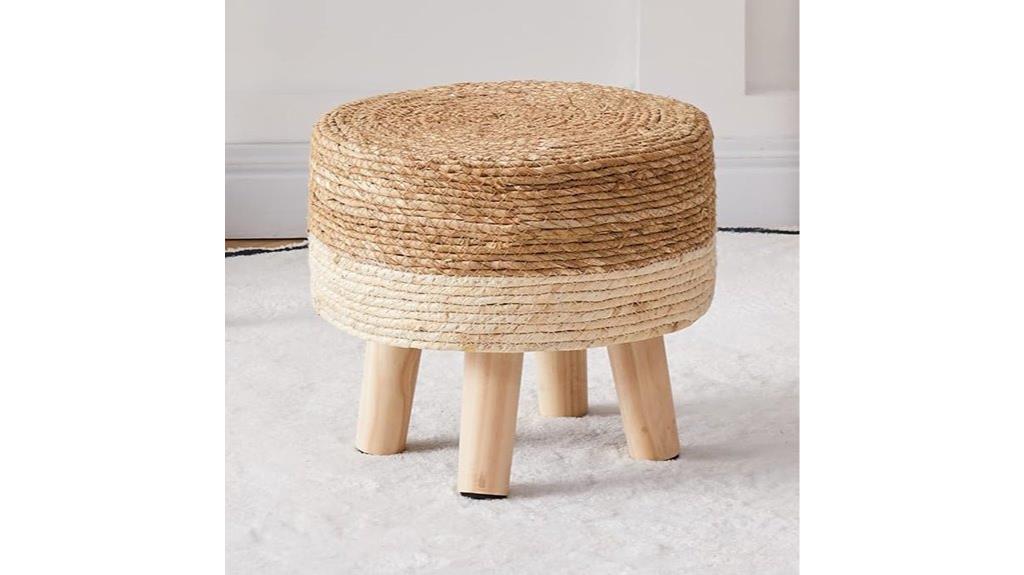 seagrass foot stool with pine