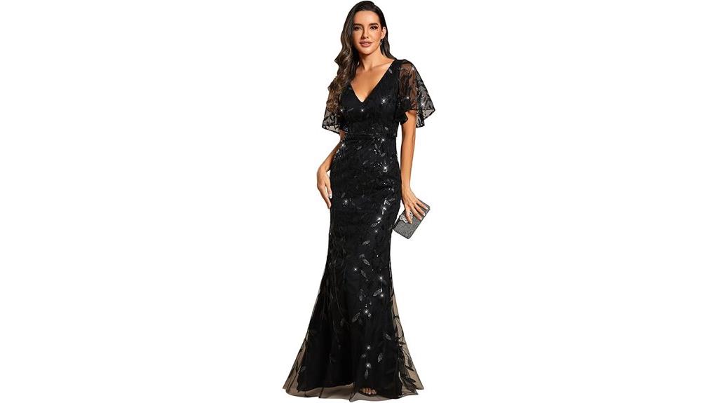 sequin ruffle sleeve dress