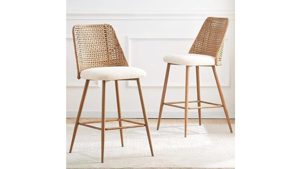 set of 2 rattan stools
