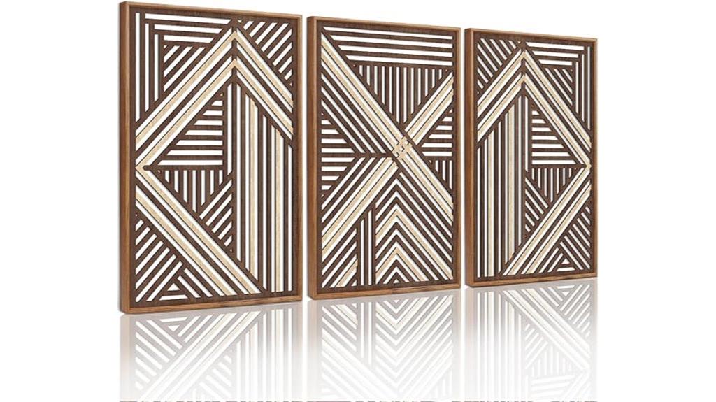 set of 3 wood wall art