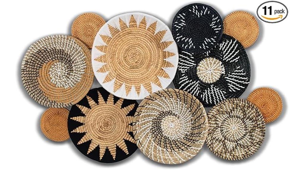 set of eleven boho baskets