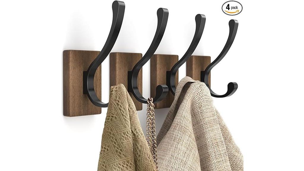 set of four wooden hooks