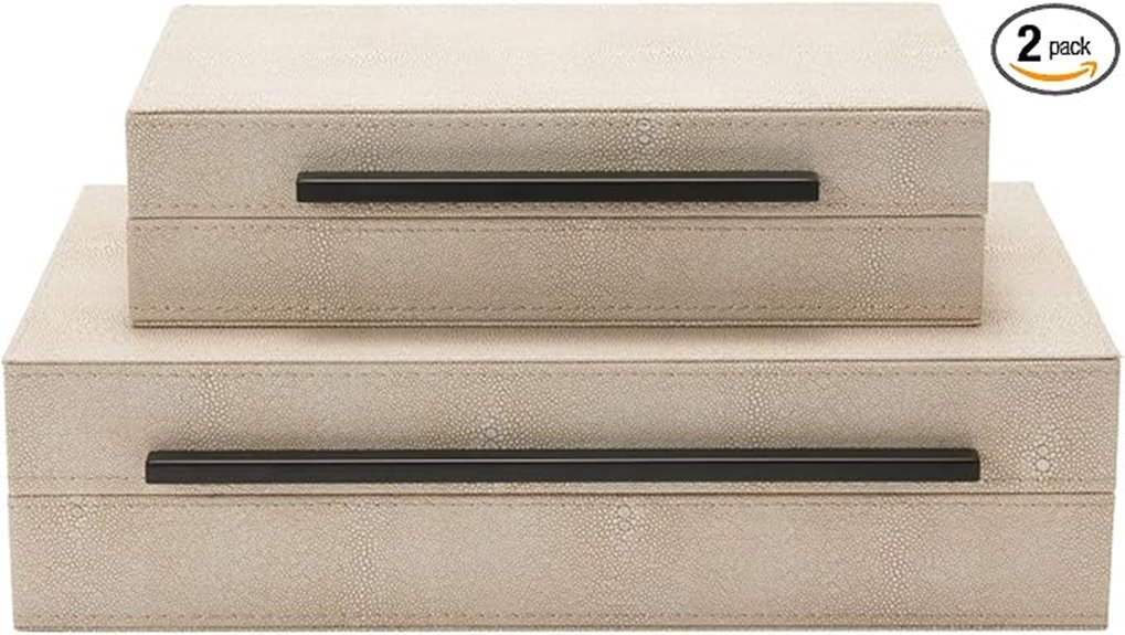 set of ivory shagreen boxes