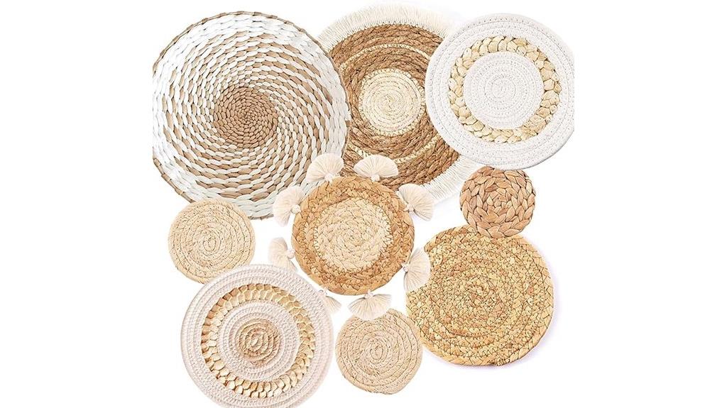set of nine boho baskets