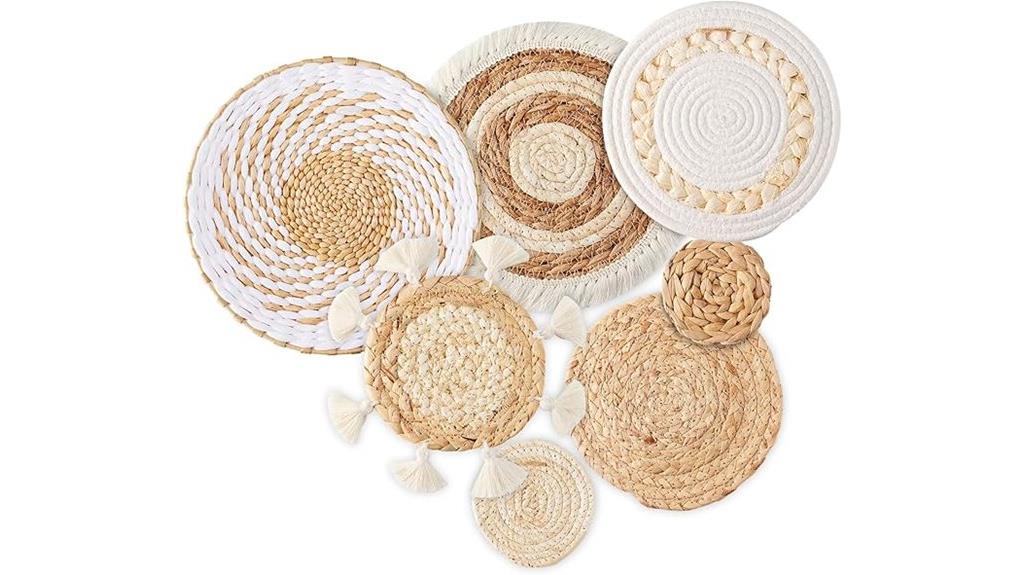 set of seven boho baskets