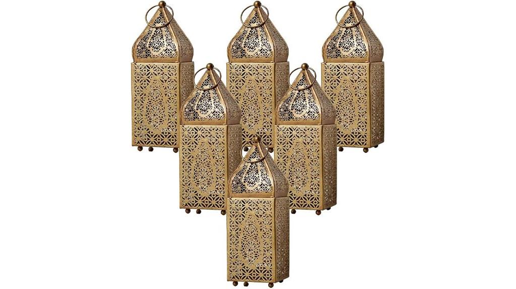 set of six gold lanterns