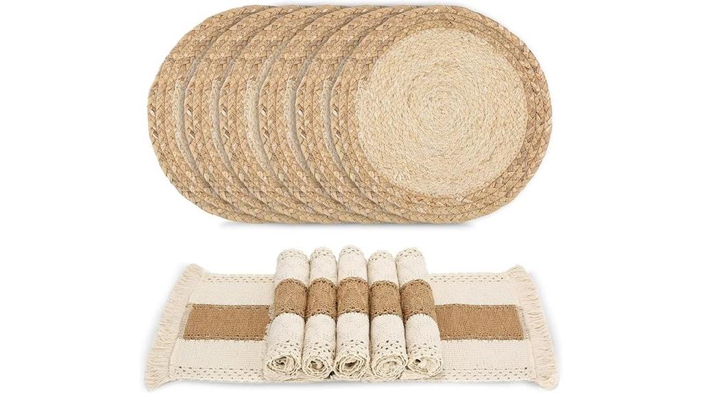 set of six handmade boho placemats