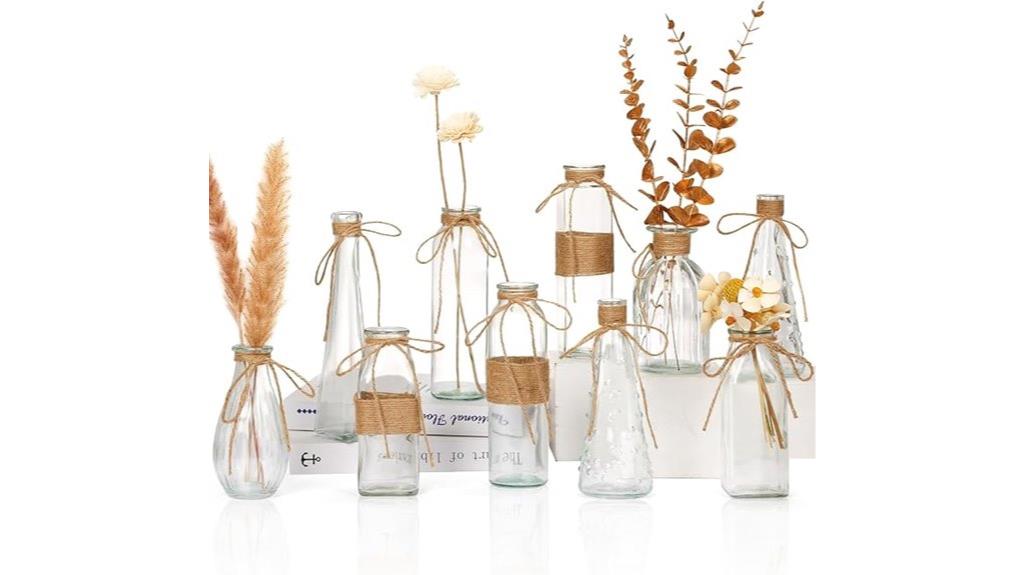 set of ten small vases