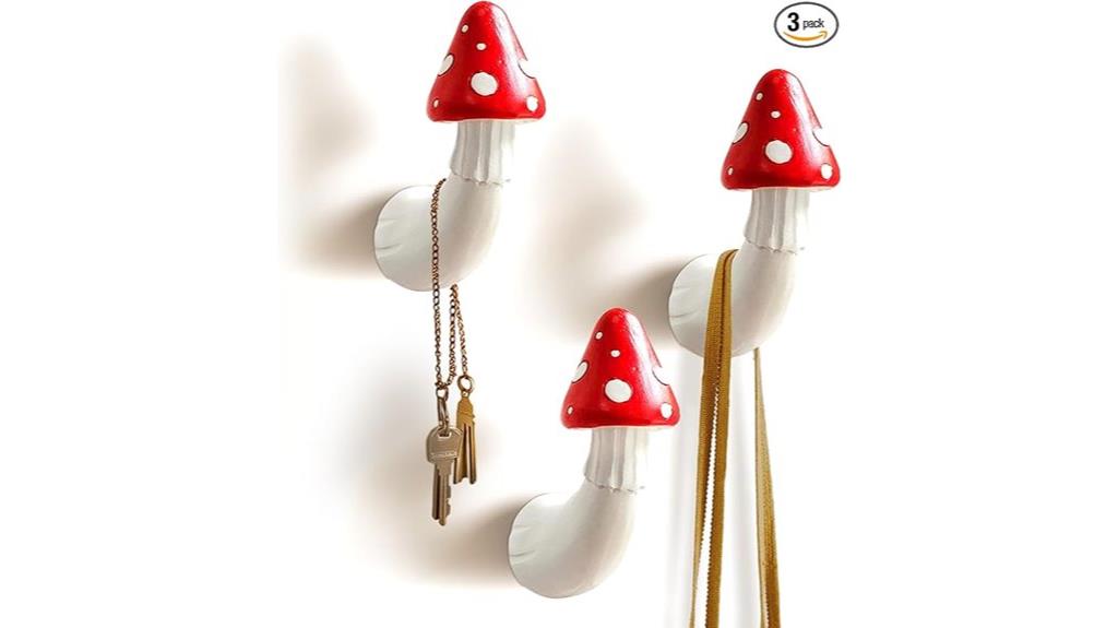 set of three mushroom hooks