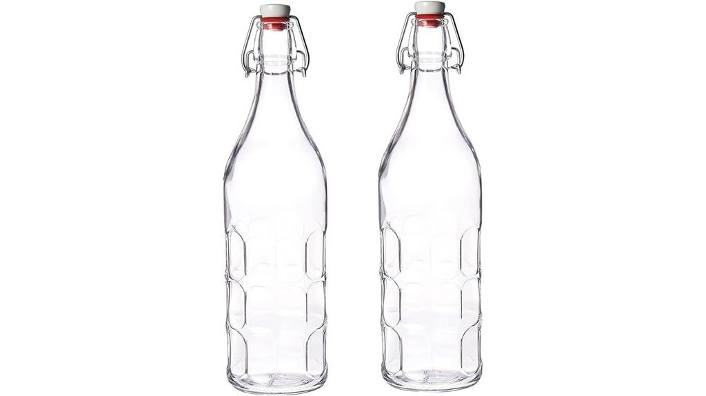 set of two glass bottles