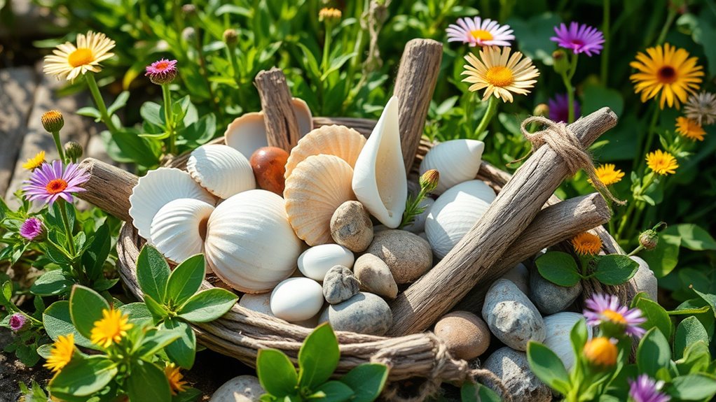 shells as garden accents