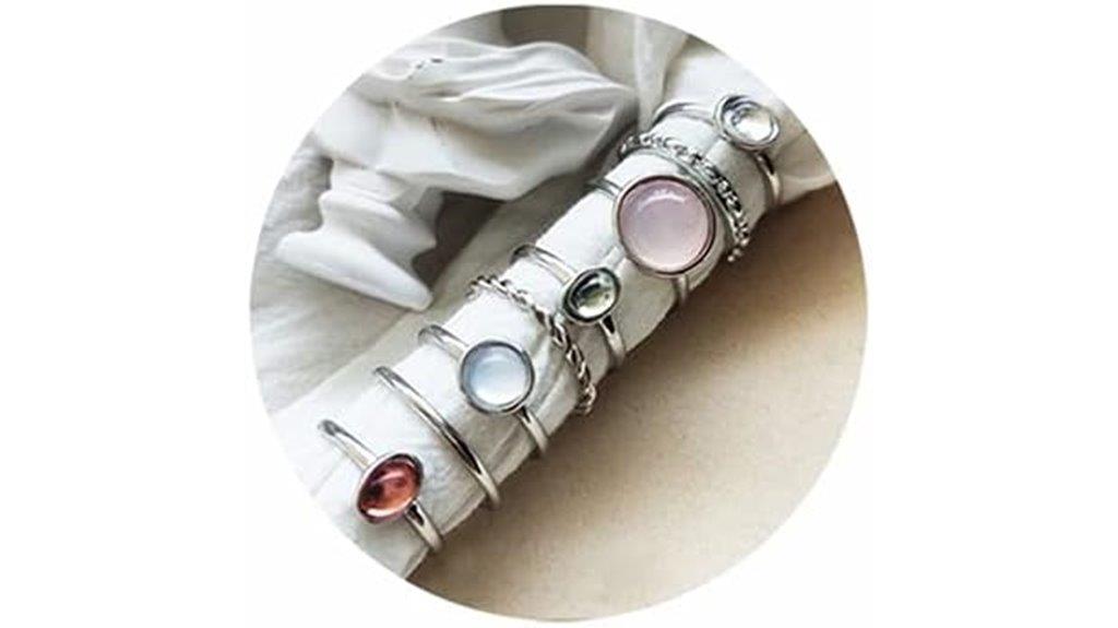 silver star moon ring set