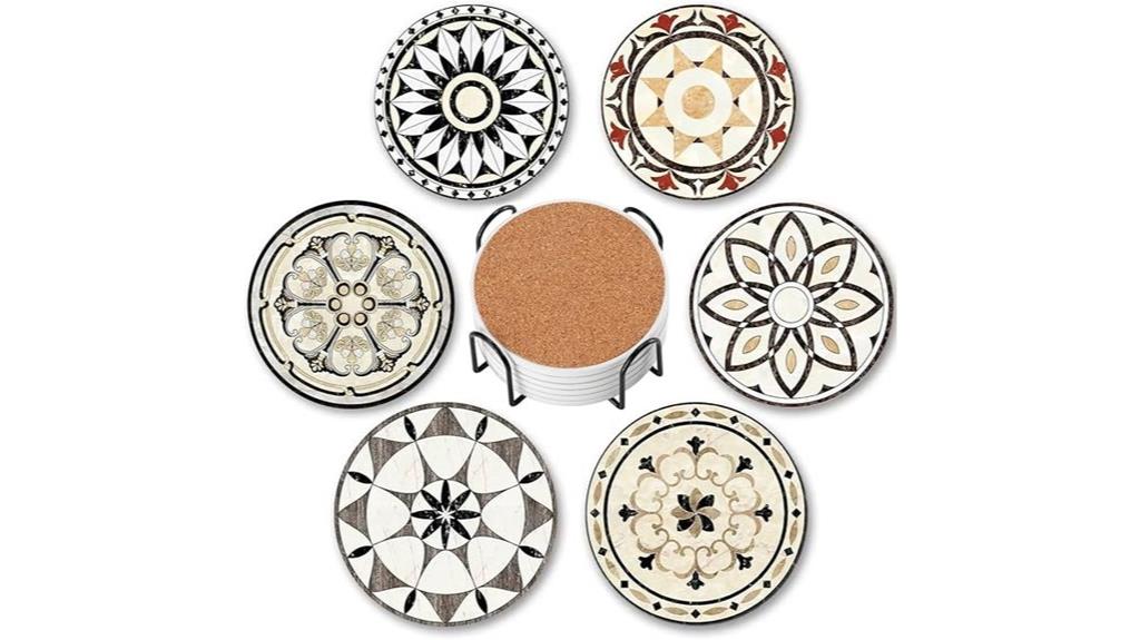 six ceramic drink coasters