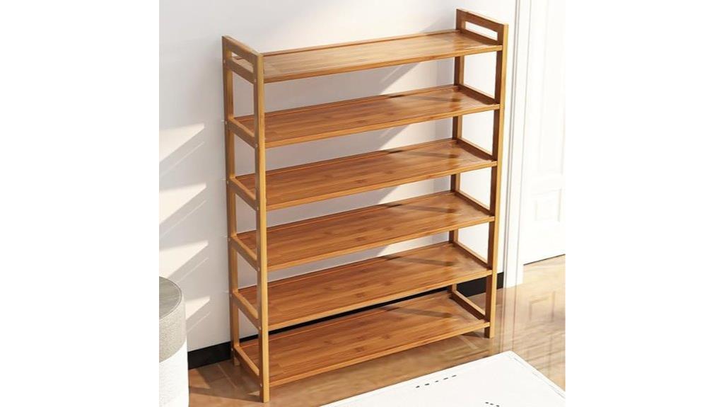 six tier bamboo shoe rack