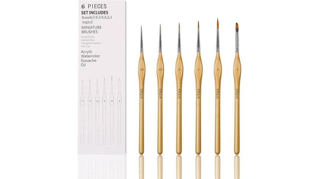 six triangular handle brushes