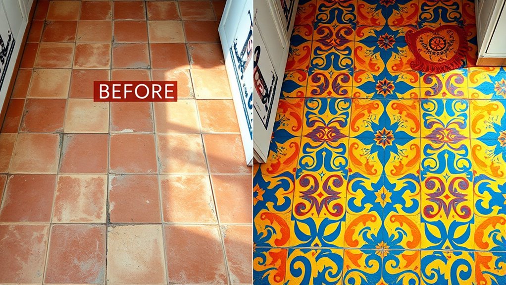 stenciled floor transformations