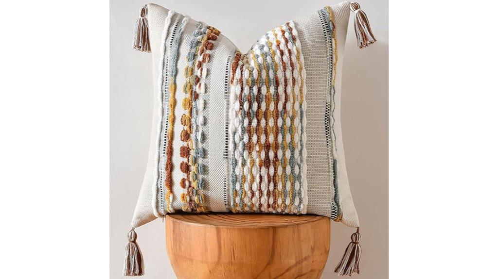 striped boho chenille pillow