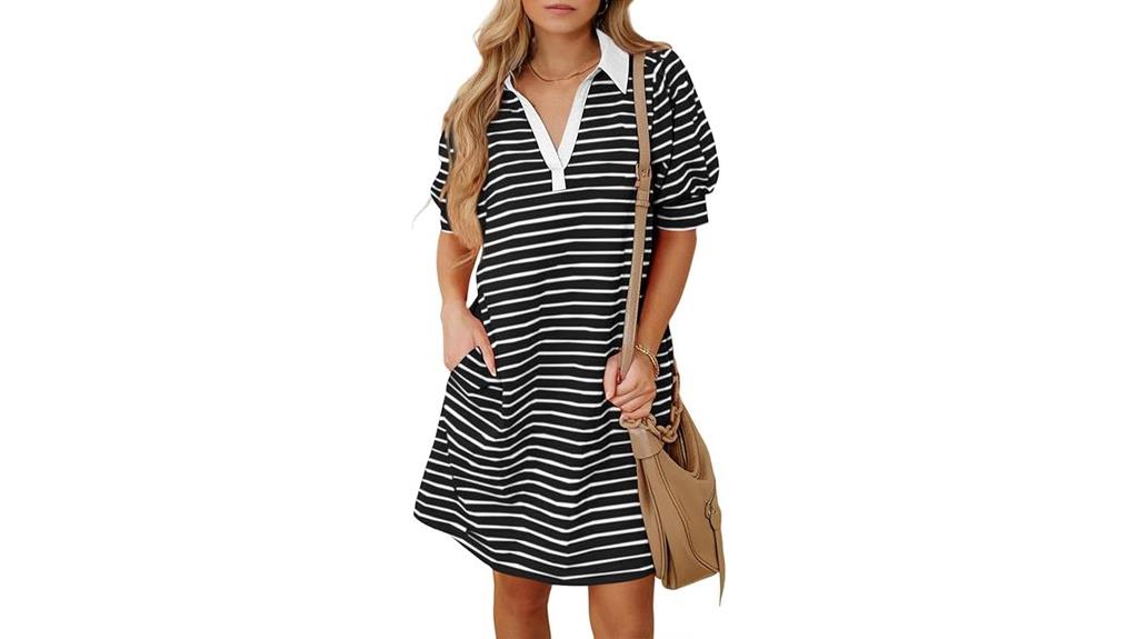 striped v neck polo dress