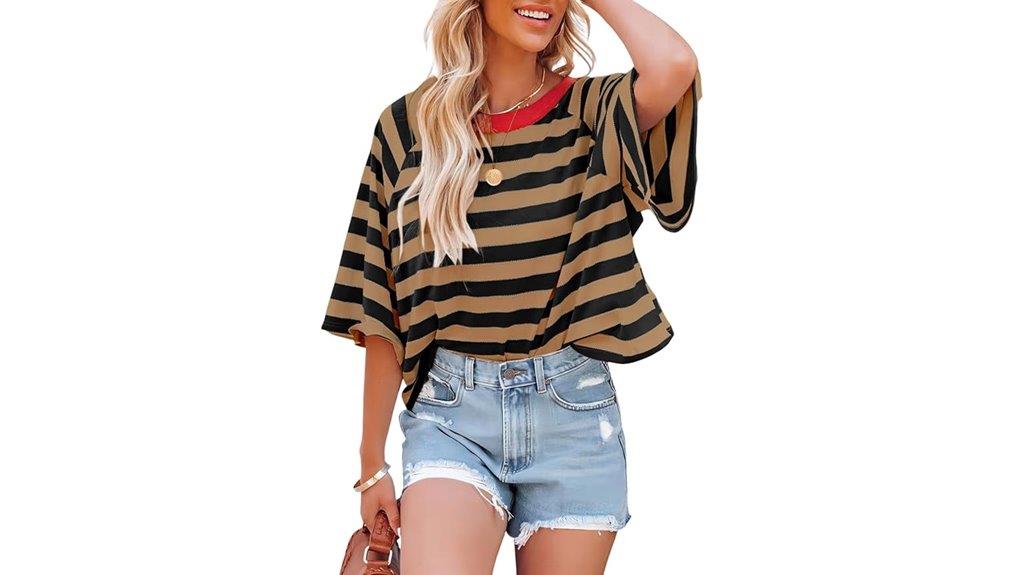 striped women s basic t shirt