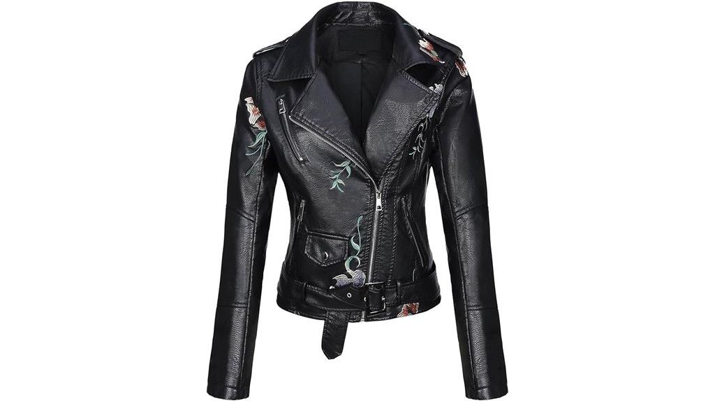 studded floral faux leather