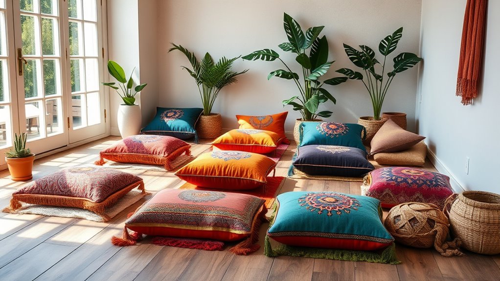 stylish boho meditation cushions