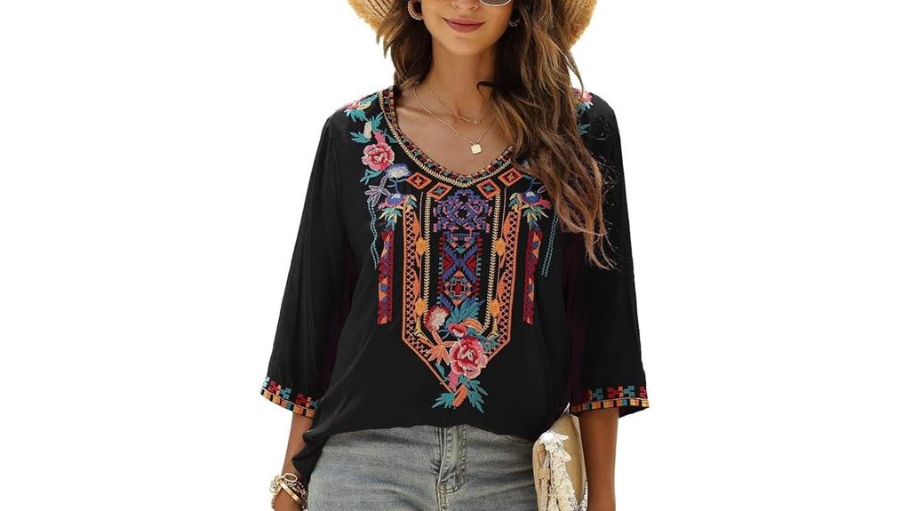 summer boho embroidered tops