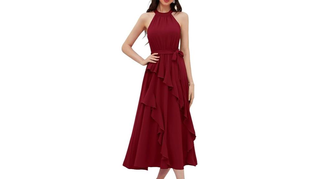 summer halter ruffle dress