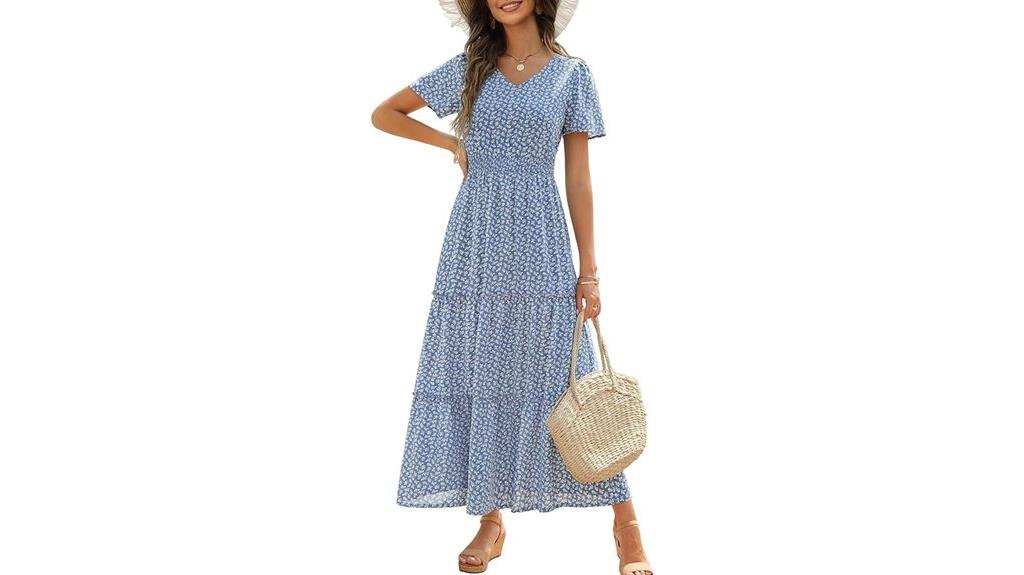 summer maxi dress with flutter sleeves