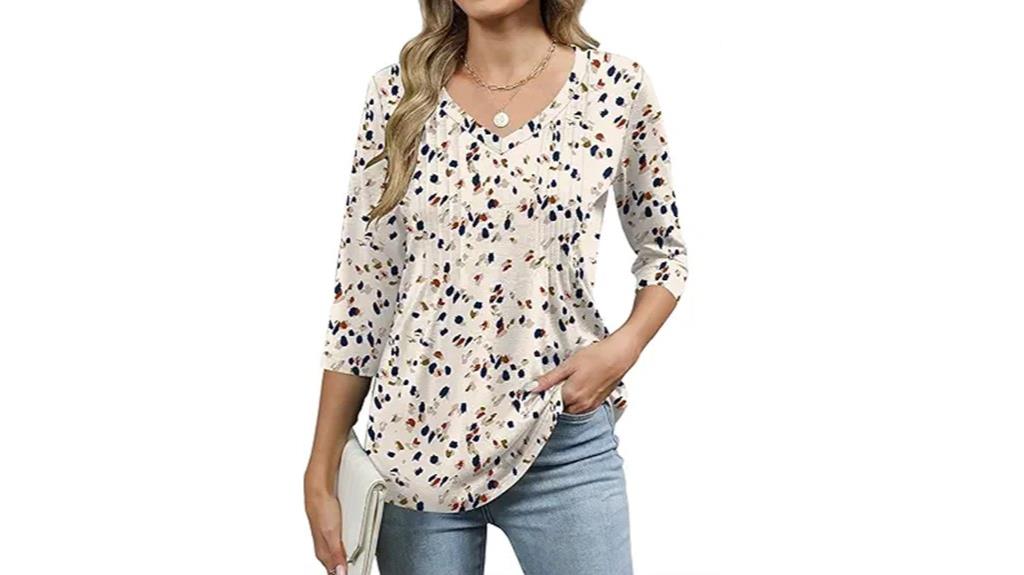 summer pleated v neck blouses