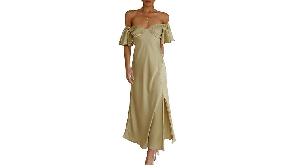 summer satin off shoulder dress