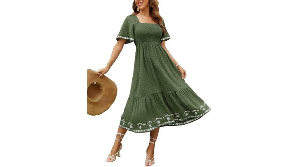 summer smocked square neck dress