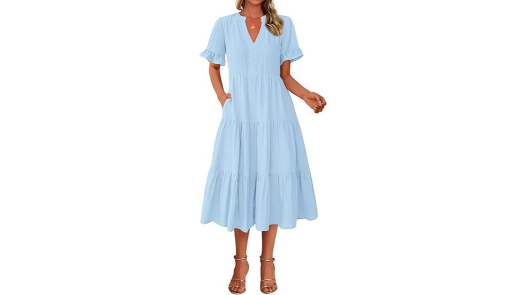 summer v neck ruffle dress