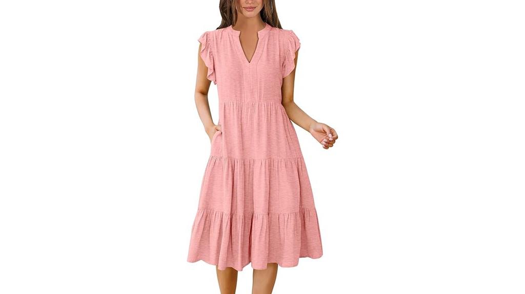 summer v neck ruffle dress