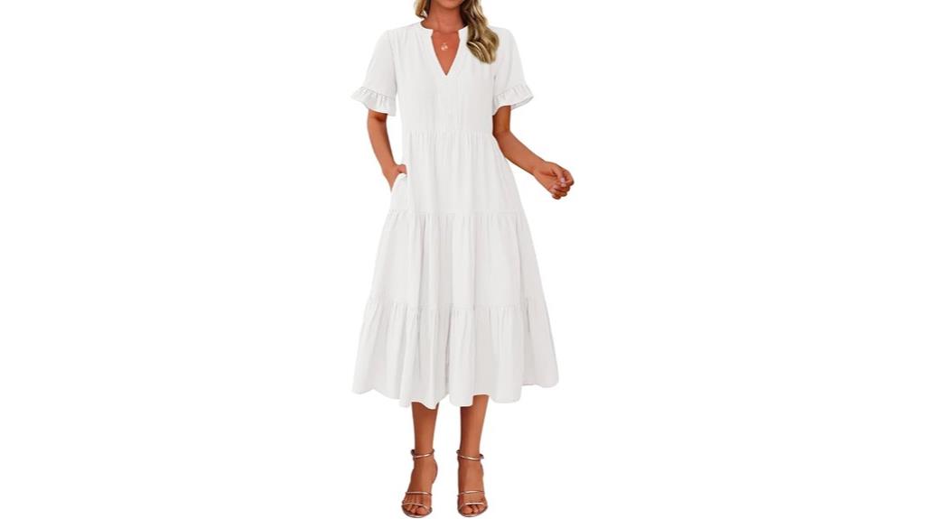 summer v neck ruffle dress