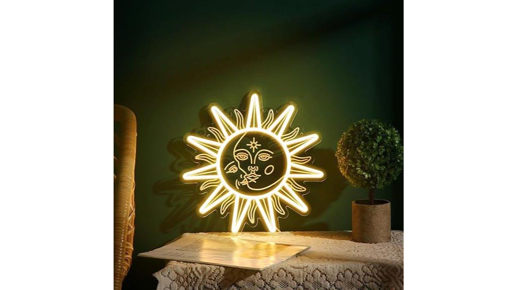 sun and moon neon sign