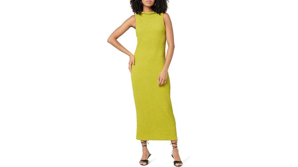 textured high neck midi