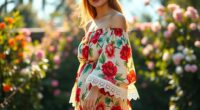 top floral shoulder dresses