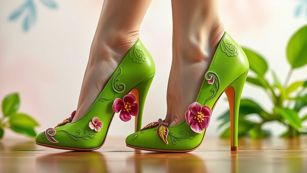 top green floral heel picks