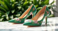 top green floral shoe picks