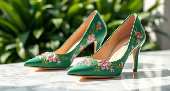top green floral shoe picks