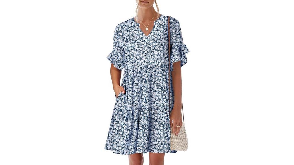 trendy ruffle v neck dress