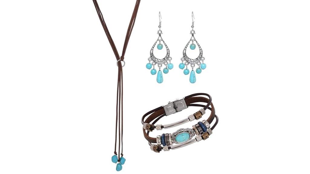 turquoise boho jewelry set