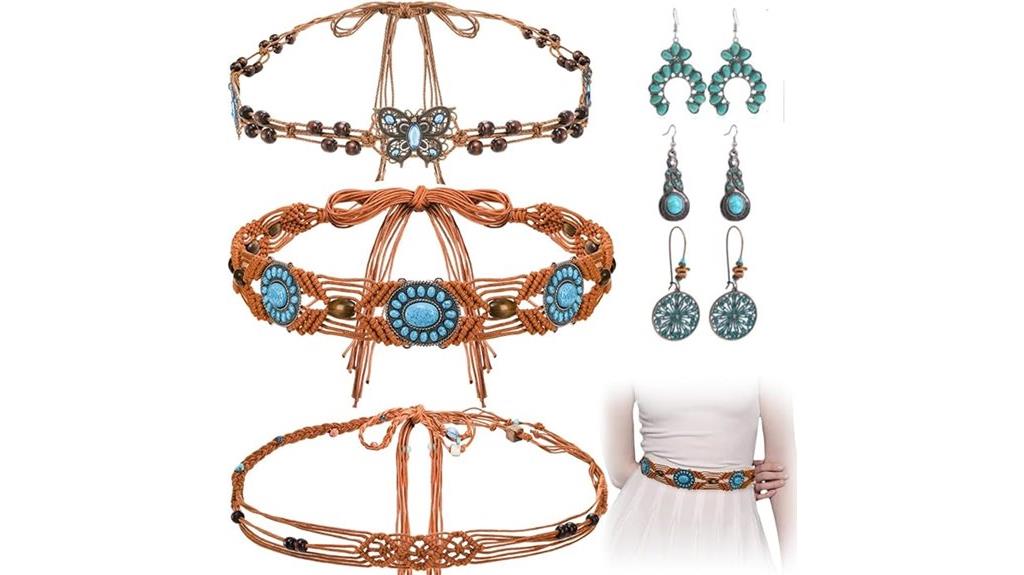 turquoise braid belt set