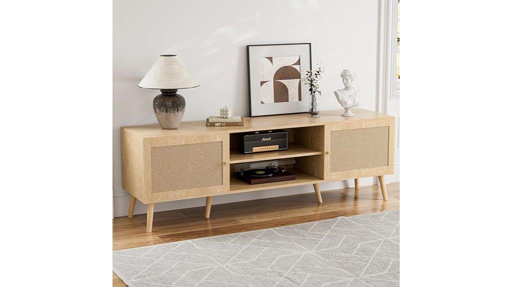 tv stand with rattan doors