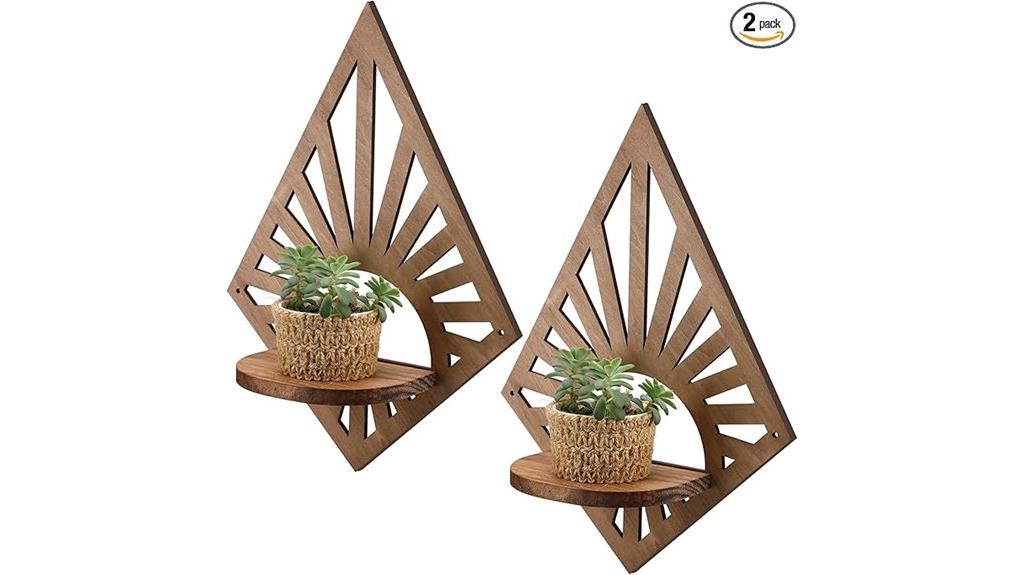 two boho wall shelves