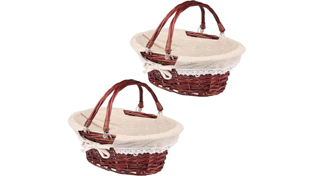 two medium wicker baskets