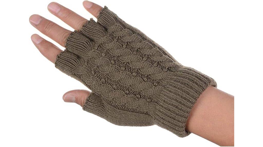 unisex fingerless knit gloves