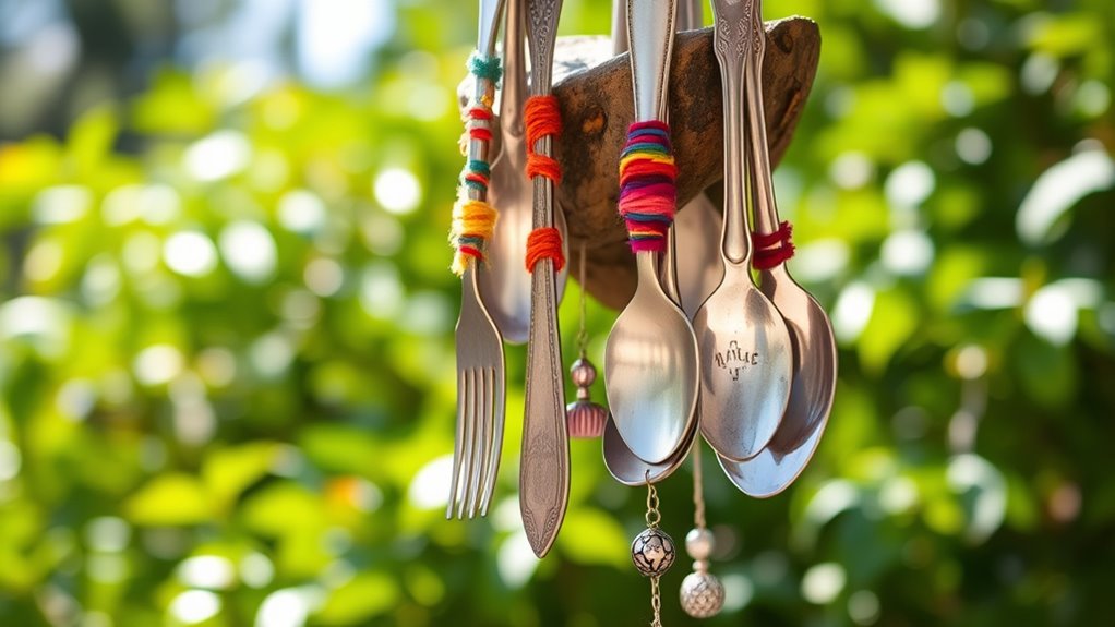 upcycled silverware windchimes