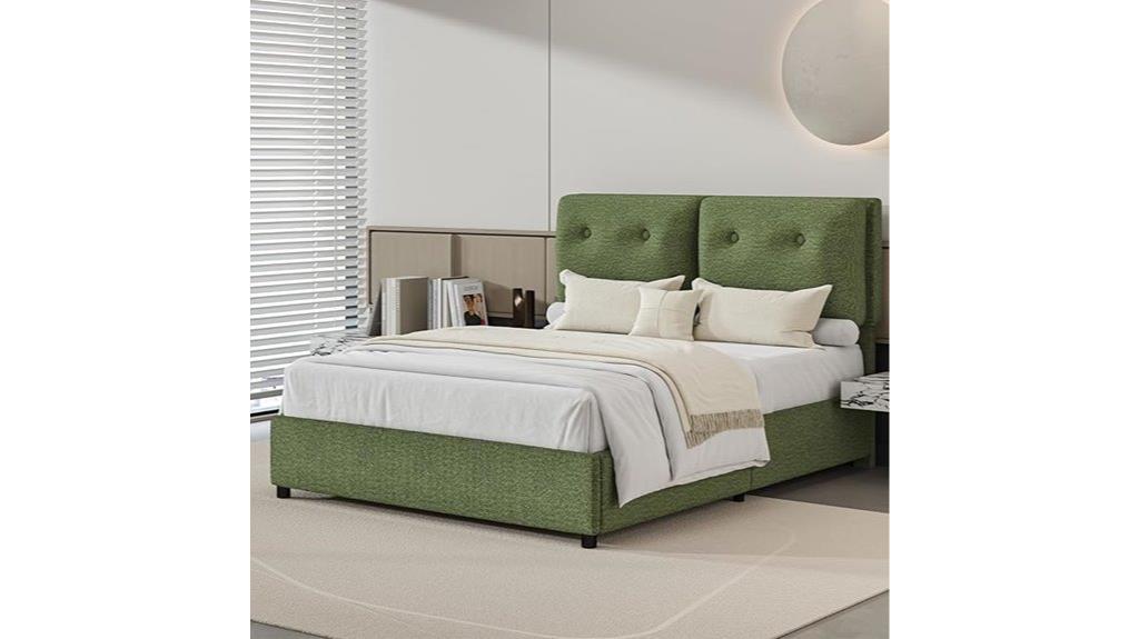 upholstered boucle queen bed