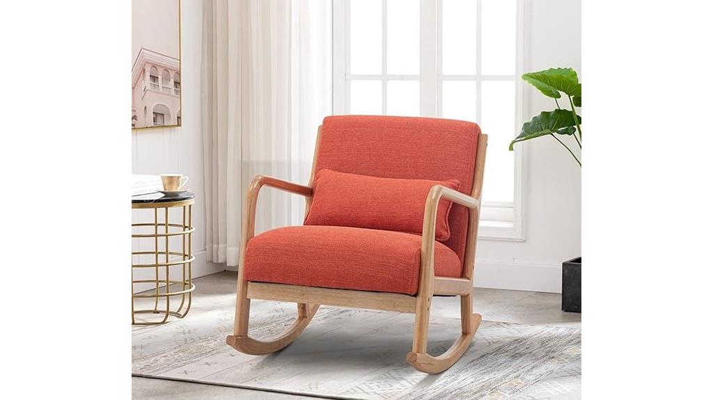 upholstered wood base rocker